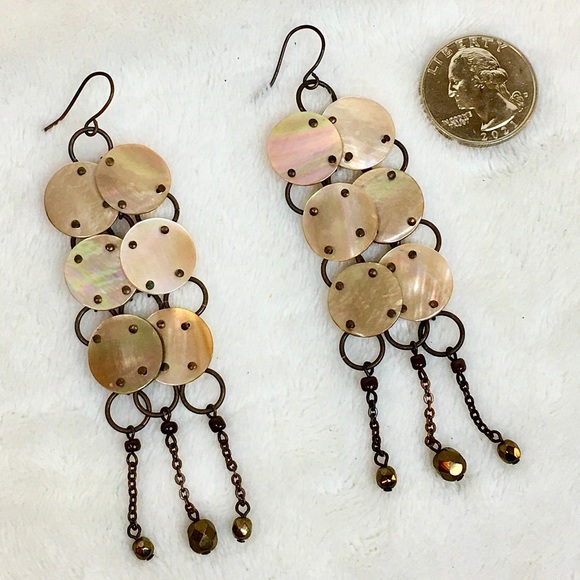 Mother of Pearl Boho Chandelier Drop Earrings - Picture 6 of 7